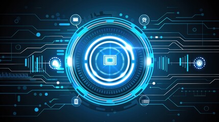 Futuristic Technology Abstract Background: Digital Circuitry and Network Interface