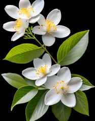 Fototapeta premium Delicate white blossoms against a dark background.
