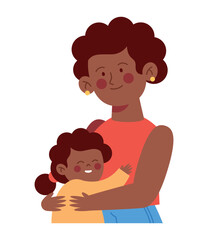 Mother Holding Daughter Illustration