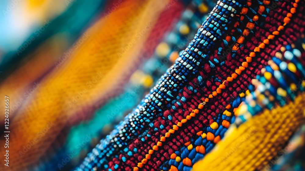 Fototapete vibrant colorful textured fabrics with patterns close up : generative ai
