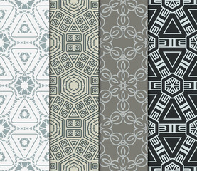 set of 4 beautiful geometric seamless pattern of different geometric shapes. vector illustration.