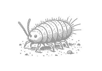 Springtail hand drawn Illustration Sketch Vector Isolated
