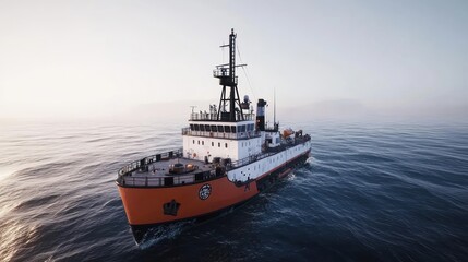 Fototapeta premium Ocean Vessel at Sunrise
