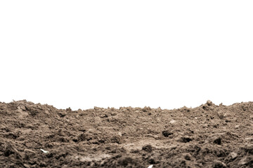 Close-up of dark, rich soil texture with scattered small stones, perfect for agricultural, gardening, or environmental themes.