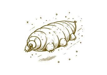 Tardigrade water bear hand drawn Illustration Sketch Vector Isolated
