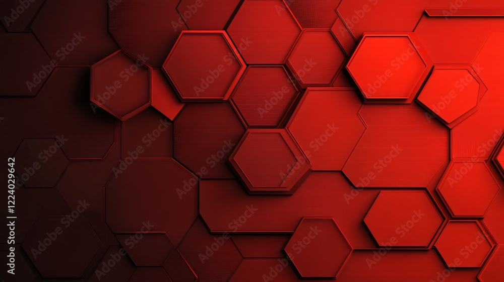 Poster abstract red hexagon pattern background geometric 3d texture modern design