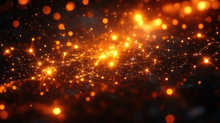 Naklejka premium Glowing network, cosmic dust, dark space, abstract background