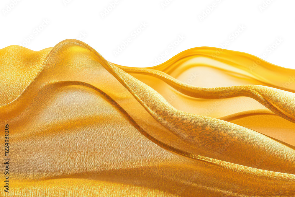 Poster Flowing golden fabric texture, soft and smooth, creating an elegant backdrop for design projects.