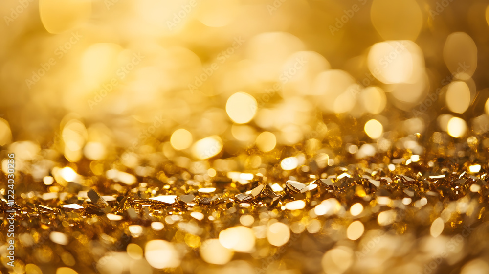 Aufkleber golden glitter sparkle bokeh abstract background for luxury and elegant designs : generative ai