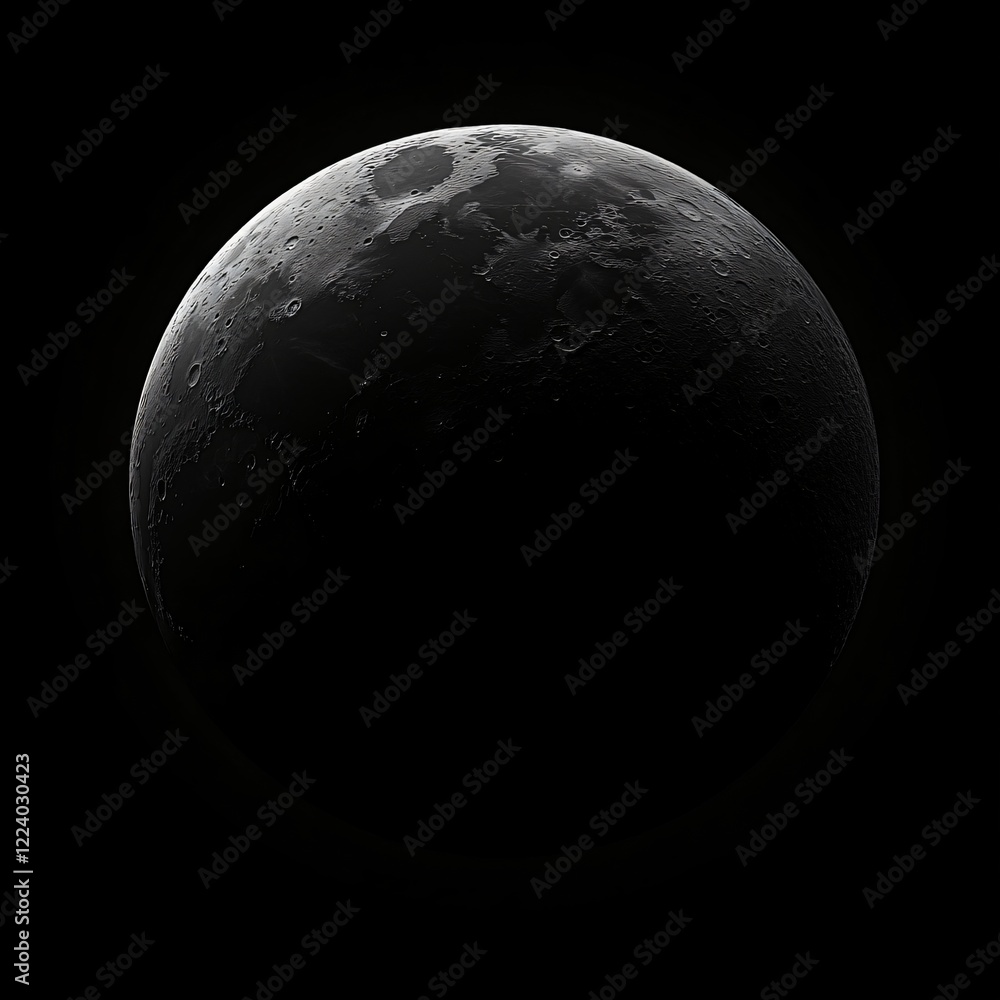 Poster stunning high resolution image of a partially illuminated moon in space celestial body