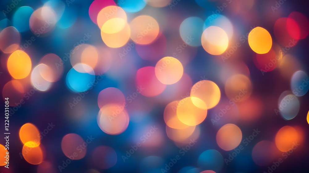 Poster Vibrant Multicolored Bokeh Lights Creating a Festive and Dreamy Abstract Background : Generative AI