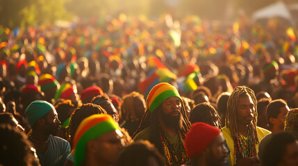 Colorful Crowd at Lively Outdoor Festival Celebrating Culture and Unity : Generative AI