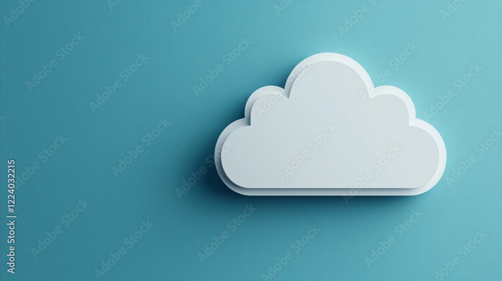 Poster abstract white cloud icon on teal background digital technology cloud computing data storage concept