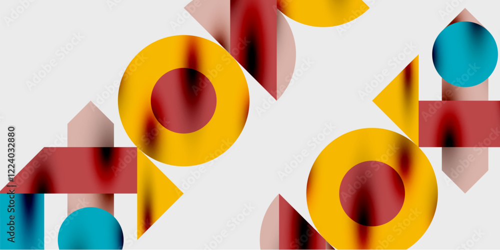 Aufkleber modern abstract background featuring circles, lines, and triangles in a dynamic geometric compositio