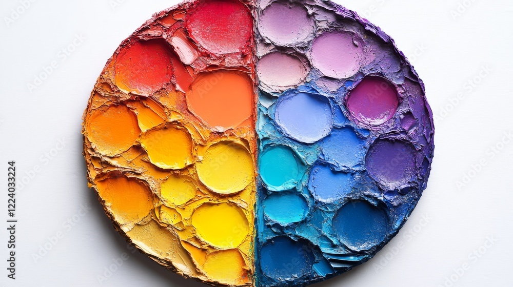 Poster harmonious array of circular color palettes in various shades and tones for design inspiration and c