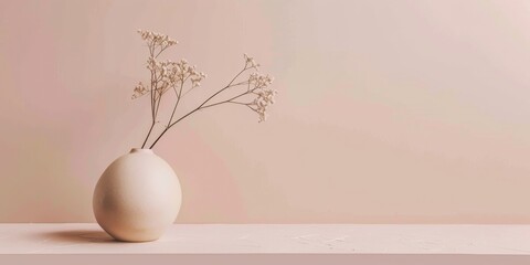 A minimalist aesthetic featuring a light apricot backdrop, Smooth textures and balanced composition, Contemporary minimalist style