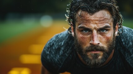 Fototapeta premium Intense Gaze of a Determined Athlete