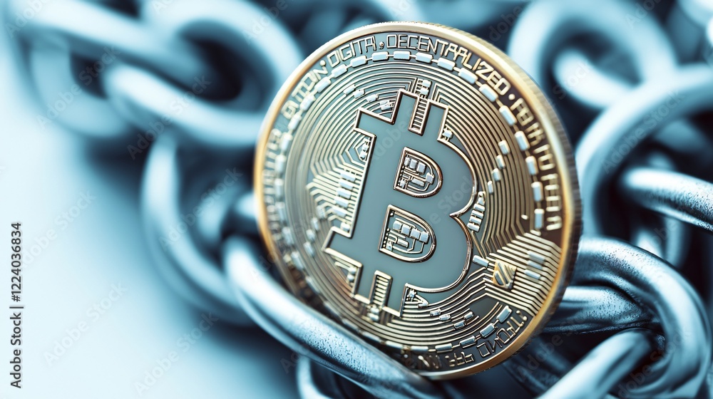 Aufkleber secure bitcoin cryptocurrency digital gold blockchain technology secured by chain