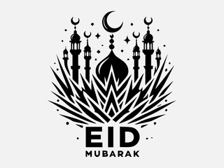 Eid Mubarak Silhouette Vector Illustration