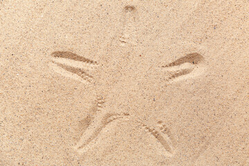 Starfish print on beach sand