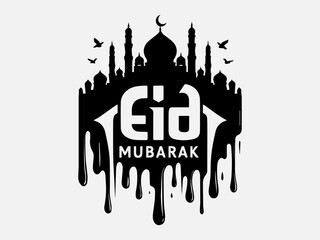 Eid Mubarak Silhouette Vector Illustration