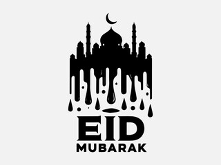 Eid Mubarak Silhouette Vector Illustration