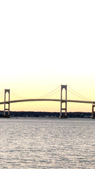 suspension bridge at sunset