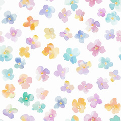 Cute pastel rainbow floral watercolor floral seamless pattern. Watercolor print in rustic vintage style, textile or wallpapers.