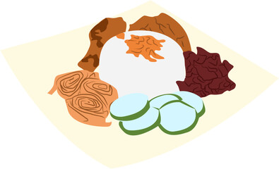 nasi campur Indonesian food Illustration