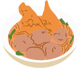 bakso Indonesian food Illustration