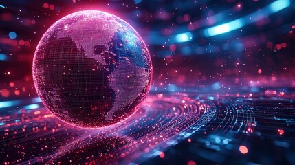 Fototapeta premium Global Network: A Digital Earth Visualization