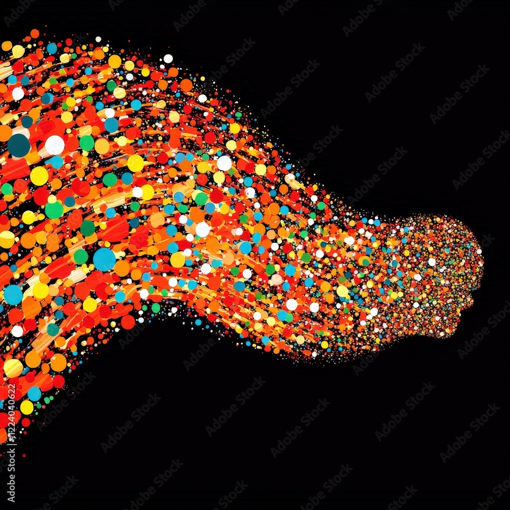 Poster abstract vibrant colorful bokeh effect with sparkling dots on a black background