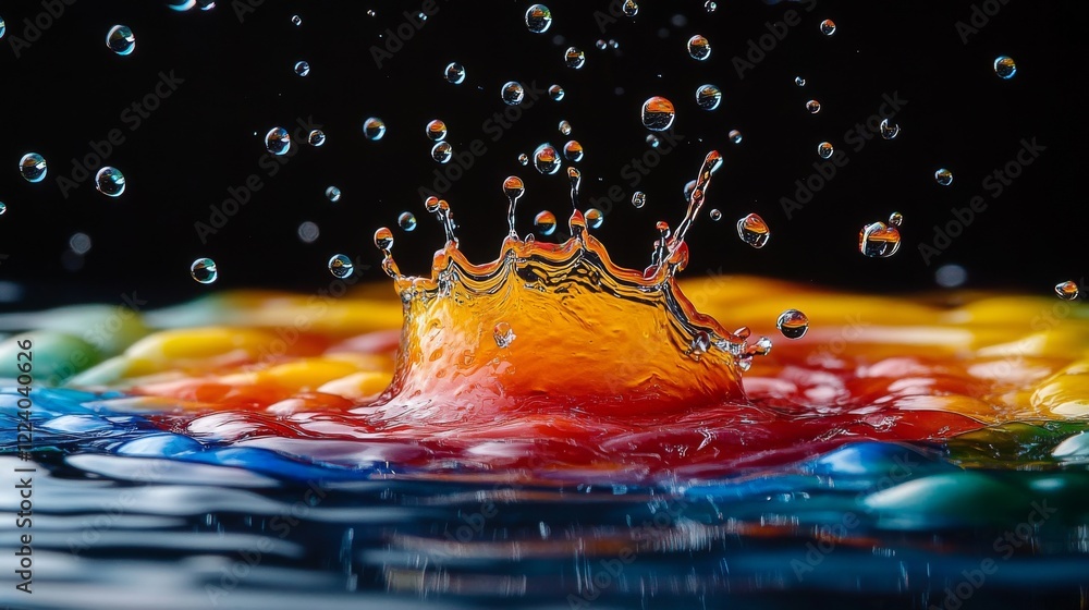 Poster dynamic abstract capture of colorful liquid in motion, vibrant fluid artistic movement illustration 