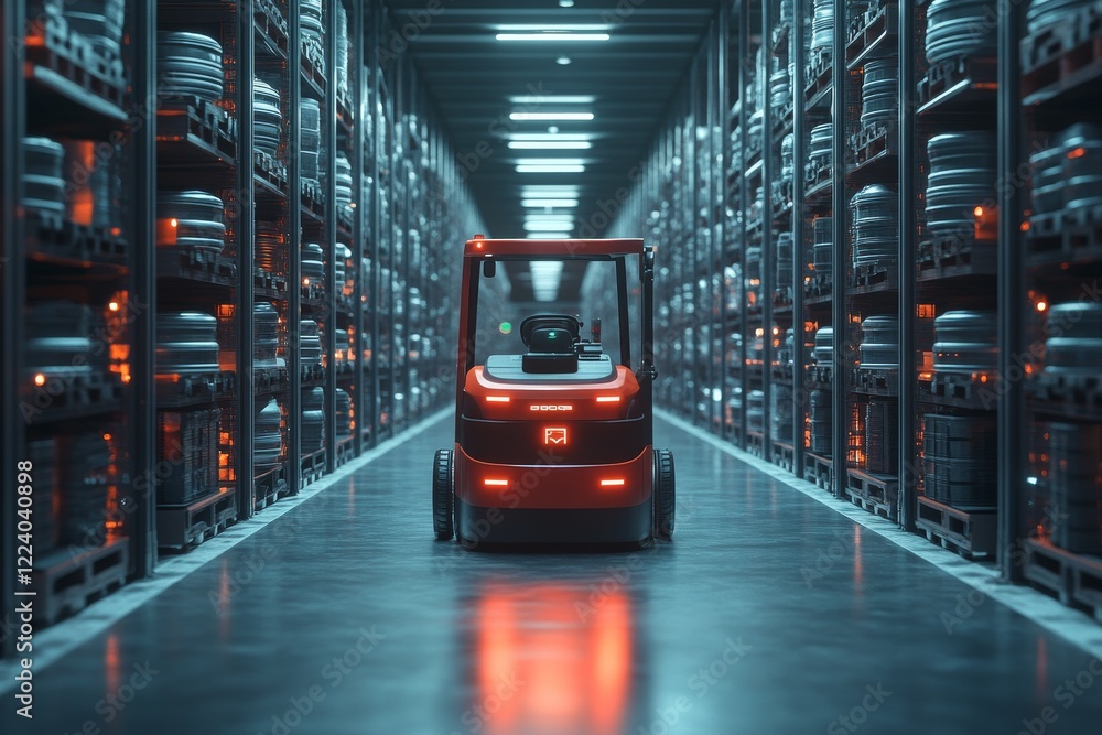 Poster advanced ai-powered robotic system revolutionizing warehouse operations with modern technology and e
