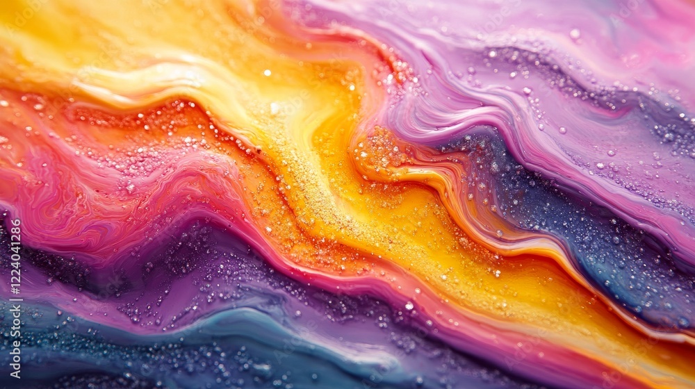 Poster dynamic color fusion: mesmerizing macro capture of naturally mixing paint