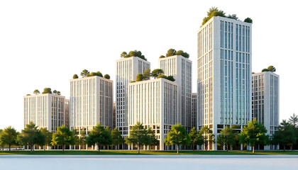 Fototapeta premium Contemporary Office Buildings on White Background