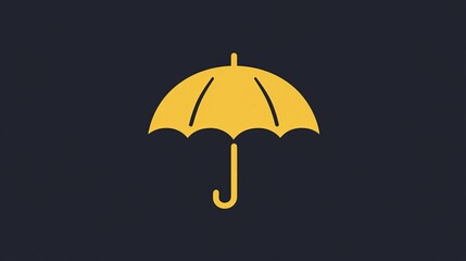 Obraz premium Minimalist Yellow Umbrella Graphic on Dark Backdrop Protection Icon