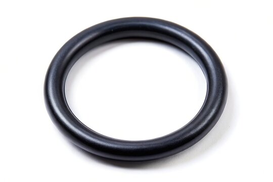 Black Rubber O-Ring Vehicle Spare Part Isolated on White Background - Automotive Seal