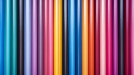 Obraz premium Colorful Rolls Of Vinyl Sheets Displayed Vertically
