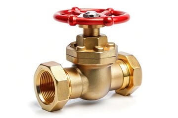 Isolated Plumbing Inlet Pipe Valve on White Background - Stock Photo