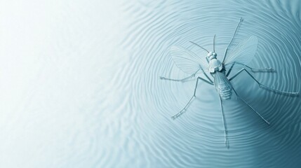 Obraz premium A Detailed 3D Render of a Mosquito on Water Surface, Showing its Anatomy and Ripples