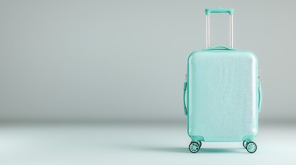 Obraz premium Teal suitcase, travel prep, minimalist background, journey
