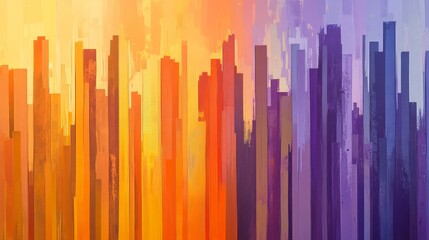 Colorful Cityscape Abstract Painting, Modern Art Skyline Gradient Background