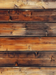 Warm brown rustic wooden planks with natural weathered wood grain texture : Generative AI