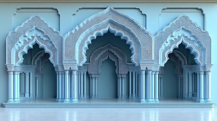 Obraz premium Elegant Blue Architectural Columns And Arches Design