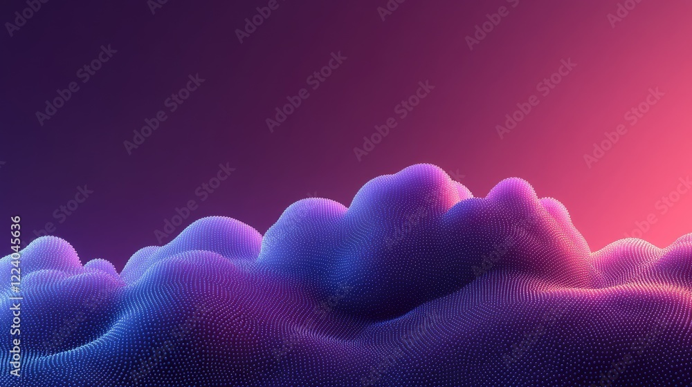 Poster glowing soft dots scattered in a cloud-like formation against a deep violet gradient.