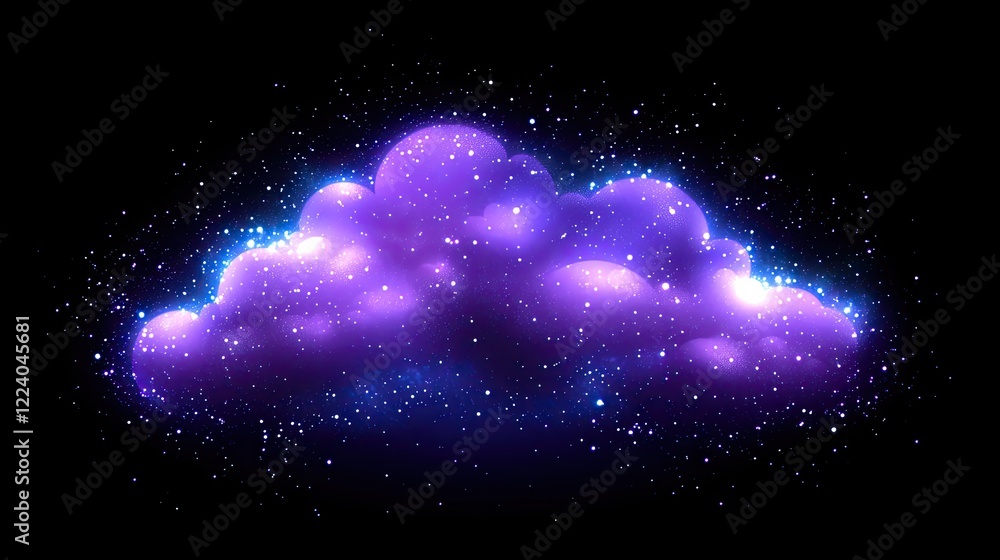 Poster glowing soft dots scattered in a cloud-like formation against a deep violet gradient.