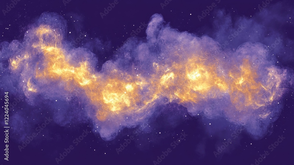 Poster glowing soft dots scattered in a cloud-like formation against a deep violet gradient.