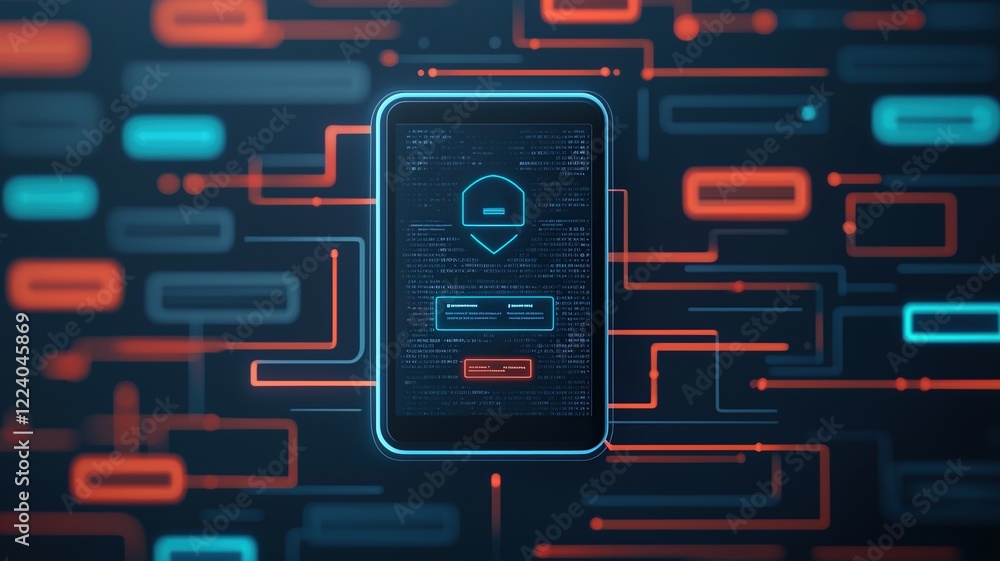 Aufkleber digital banking concepts. futuristic smartphone surrounded by digital data circuitry.