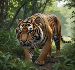 Obraz premium Tiger's agile body darting through the dense underbrush with ease and stealth , underbrush, forest, agility